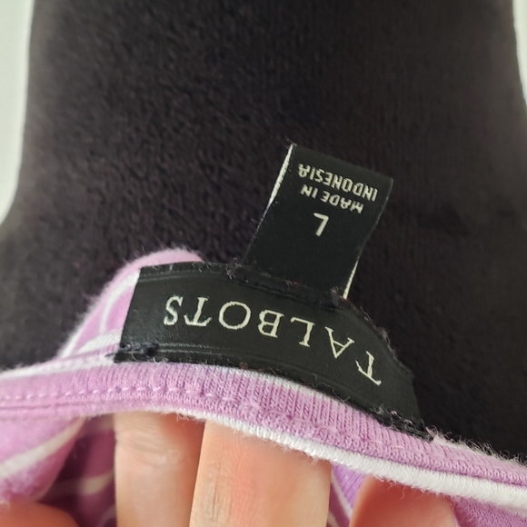 Women's Talbots Purple/White Striped Boatneck Top - Picture 6 of 7